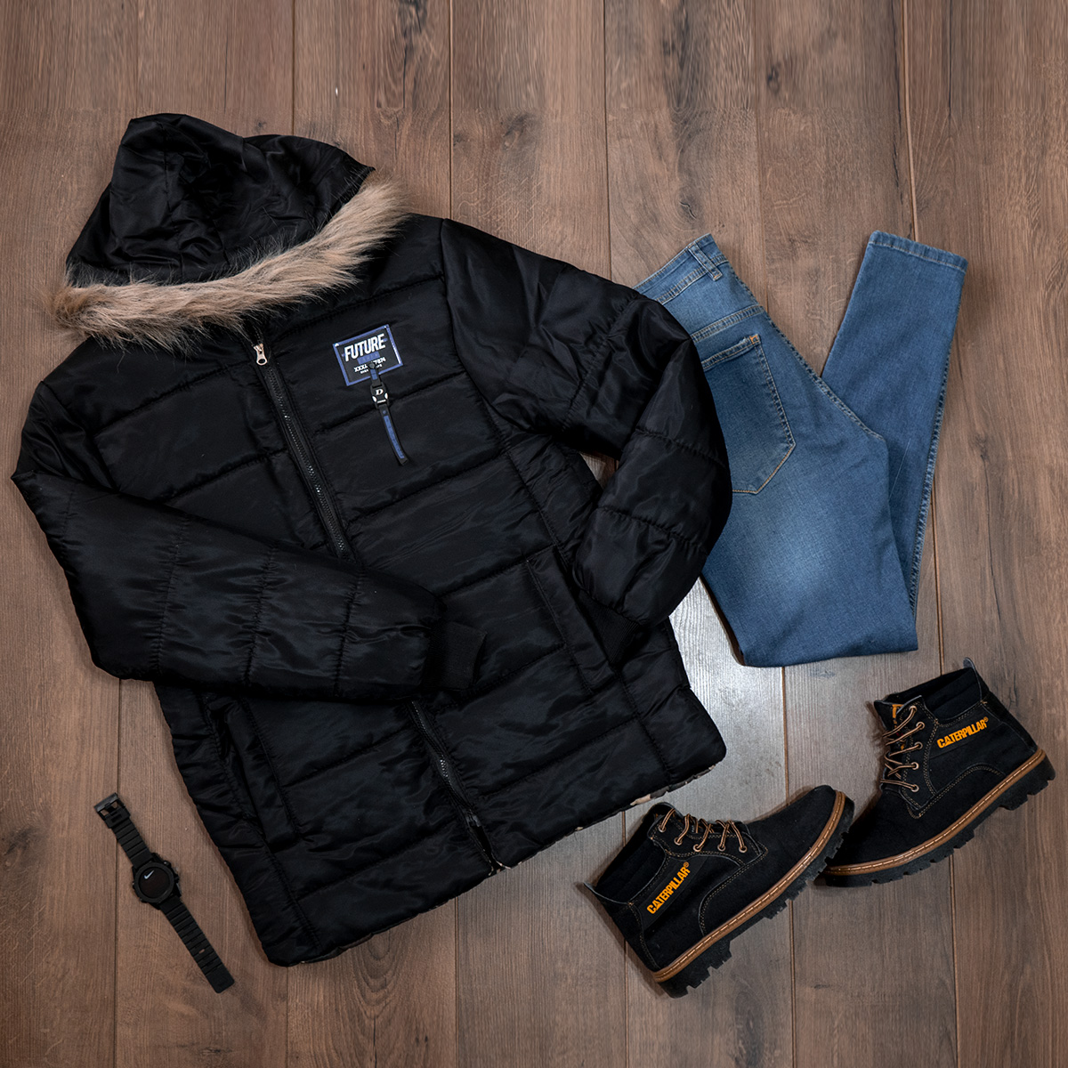 کاپشن مردانه مشکی مدل Faded