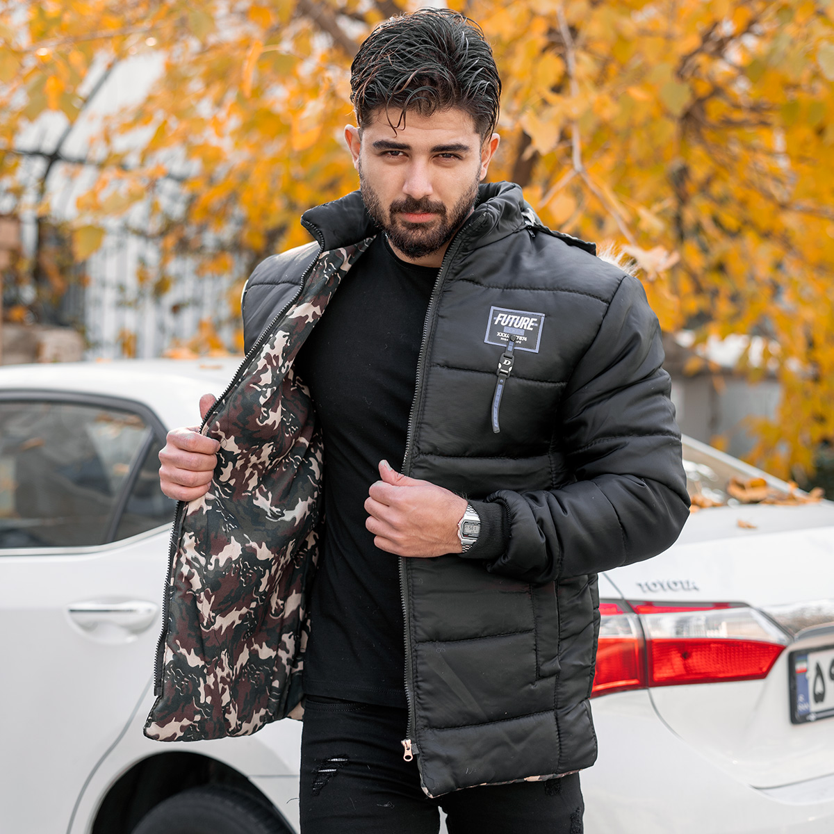 کاپشن مردانه مشکی مدل Faded