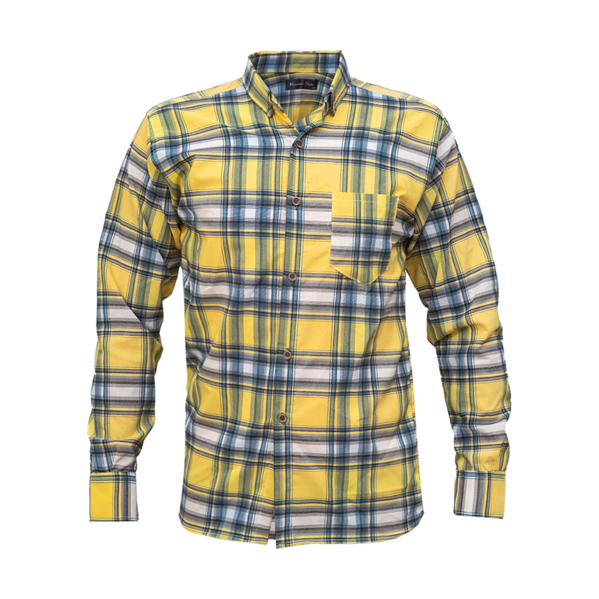 پیراهن مردانه چهارخونه لیمویی مدل Damin