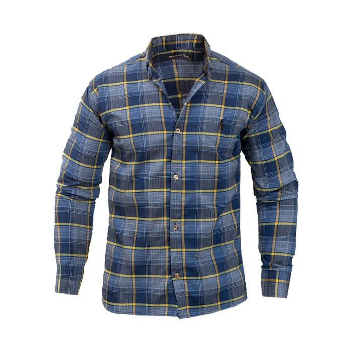 پیراهن مردانه سرمه ای زرد مدل Farzad