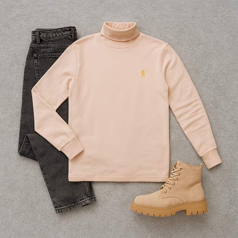 یقه اسکی مردانه کرم مدل POLO